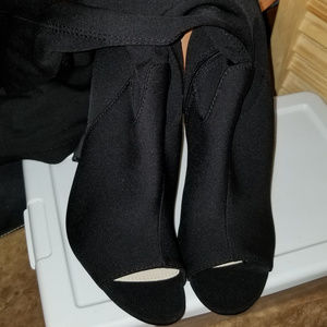 Black Thigh high open toe boots Very Sexy...